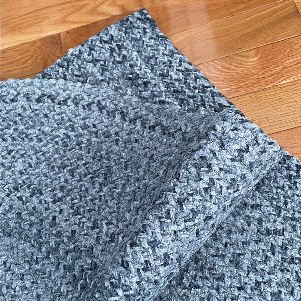 Fieldcrest Textured 60” x 20” Handmade Runner in blue, gray and navy blue - Picture 3 of 6